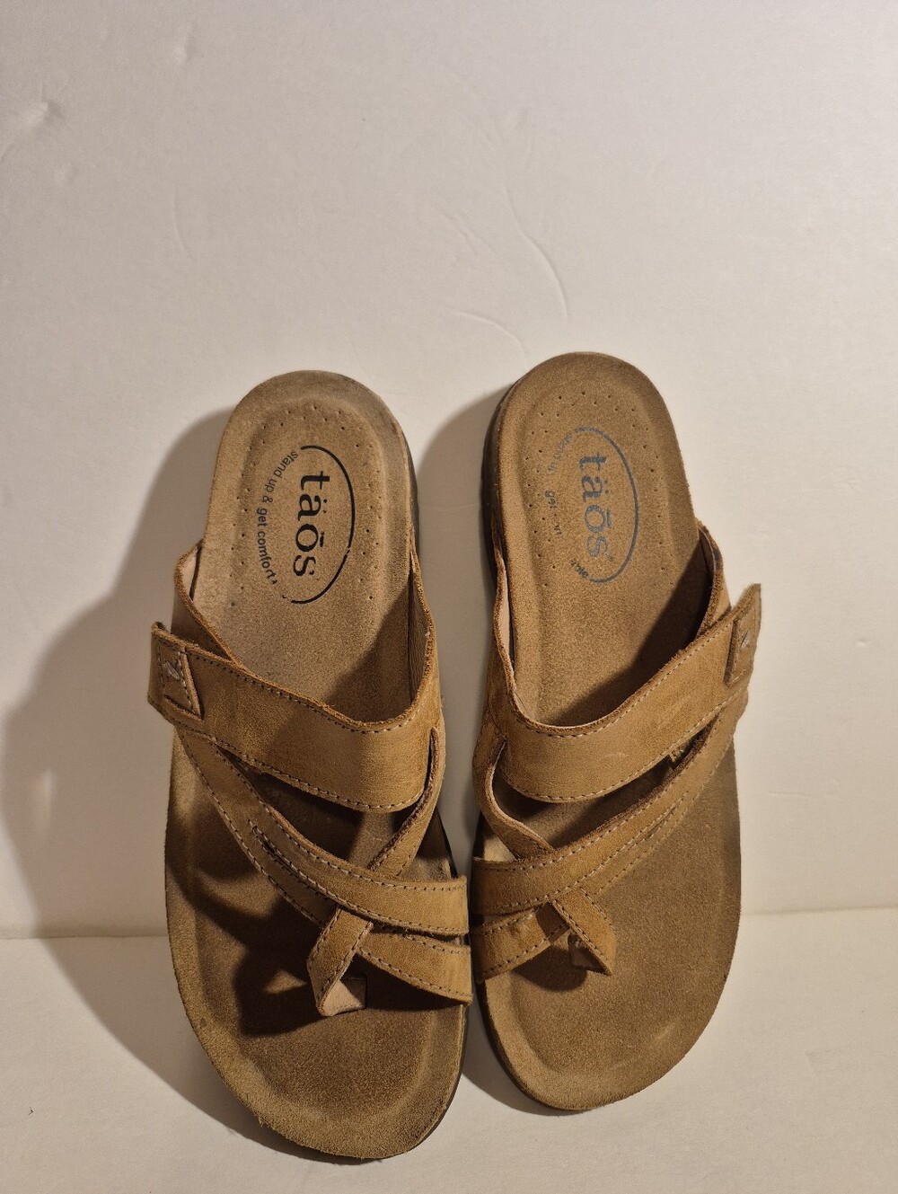 Taos Leather Toe Loop Slide Sandals Perfect Size 7 Pre-owned